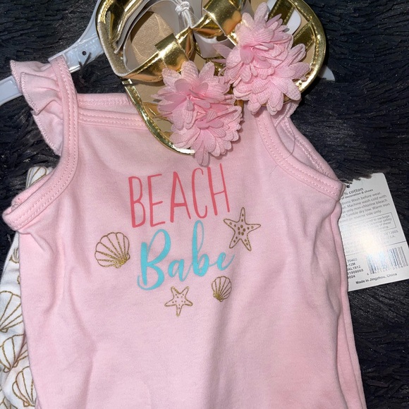 Girls Little Treasure Beach Short Set with Sandals 9-12 months Beach Babe - Picture 5 of 8